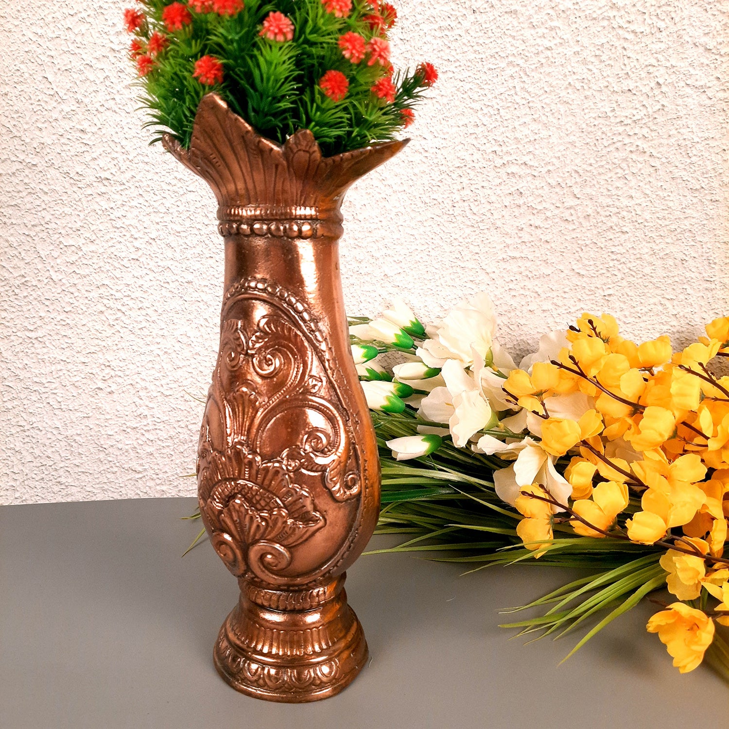 Flower Pot | Vase - for Home Decoration, Living Room, Table, Shelf, Office & Interior Decor | House Warming & Festival Gift - 12 Inch - Apkamart