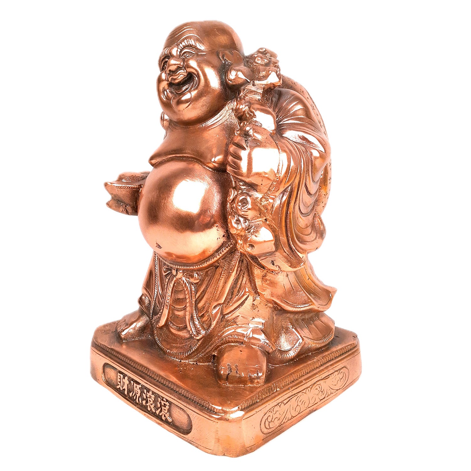 Laughing Buddha Statue | Child Monk Showpiece with Money Bag for Wealth | For Good Luck, Home, Table & Office Decor & Gift - 13 Inch