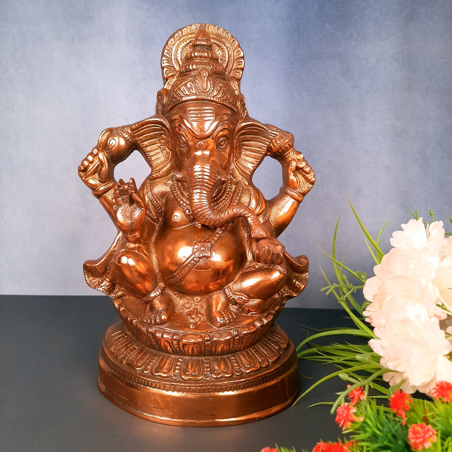 Ganesh Statue | Lord Ganesha Idol - for Home, Puja, Living Room, Entrance & Office Decor | Antique Idol for Religious & Spiritual Decor - 13 Inch - Apkamart