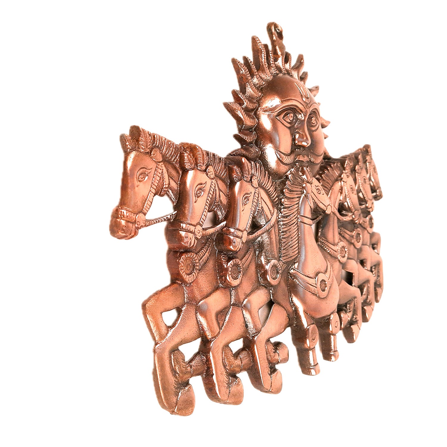 Sun with 7 Running Horses Wall Hanging | Surya Bahgwan With Seven Horse Metal Wall Art - For Vastu, Home, Living Room, Bedroom, Hall, Entrance Decor - 14 Inch - apkamart