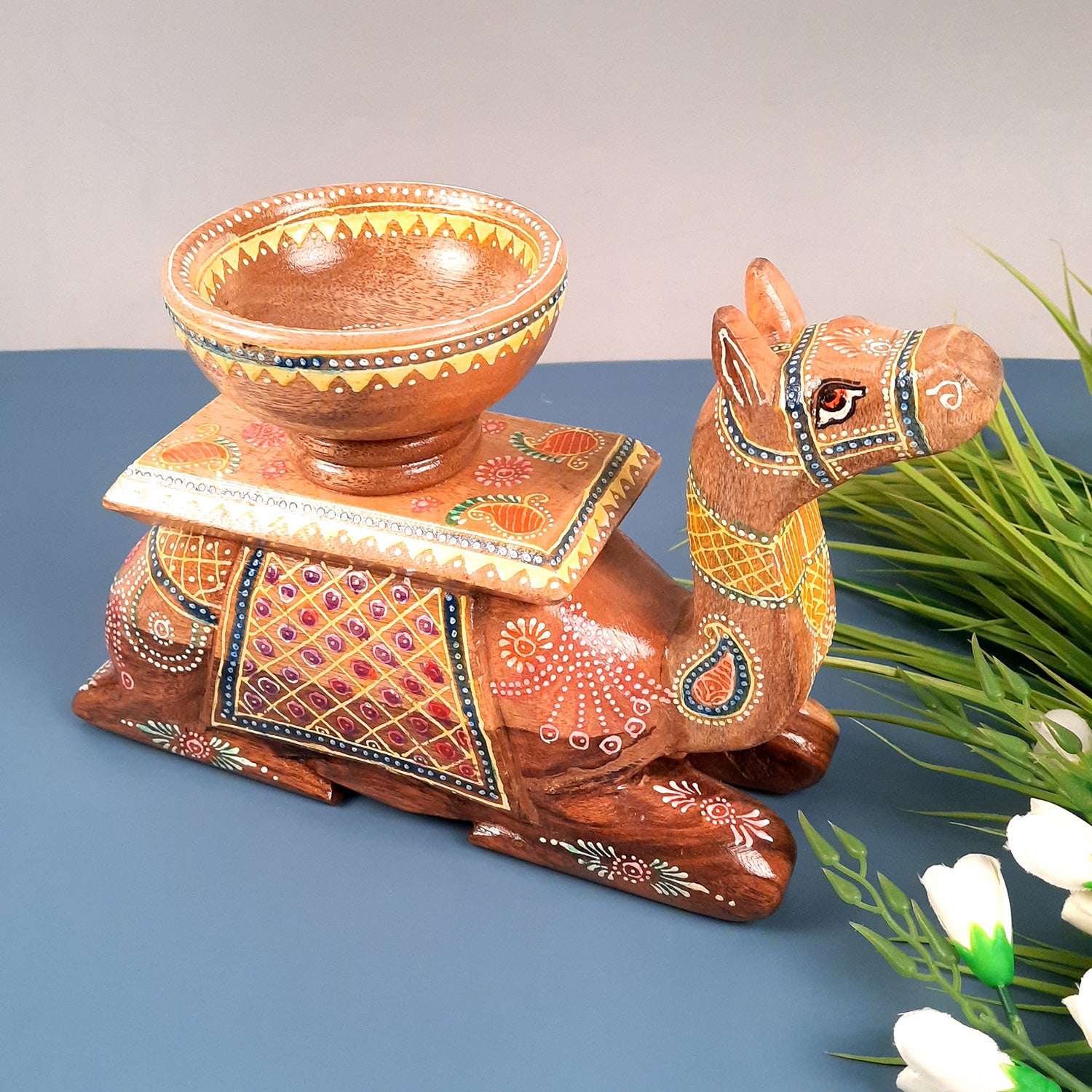 Elephant & Camel Showpiece With Bowl | Animal Figurines - for Vastu, Showpieces for Home Table, Living Room Decor & Gifts -apkamart #Style_Camel