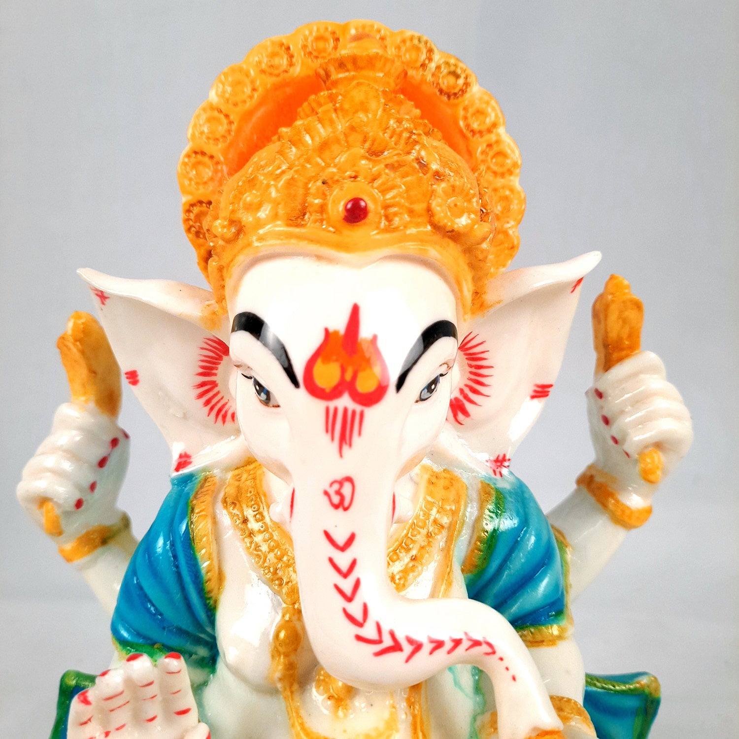 Ganesh Statue | Shri Ganesha Sitting On Chowki Idol - for Home, Living Room, Office, Puja, Entrance Decoration & Gifts - 9 Inch - apkamart