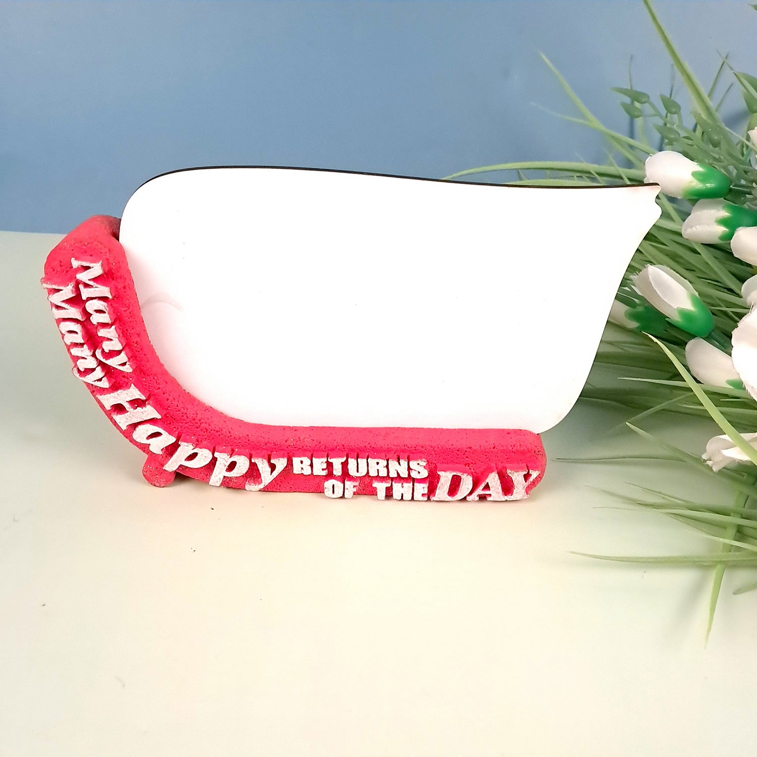 Photo Frame | DIY Table Top Photo Stand for Collage Making - Happy Birthday Design | Sublimation Friendly - For Kids Art & Craft, Birthday, Home and Decor - Apkamart #Color_Pink