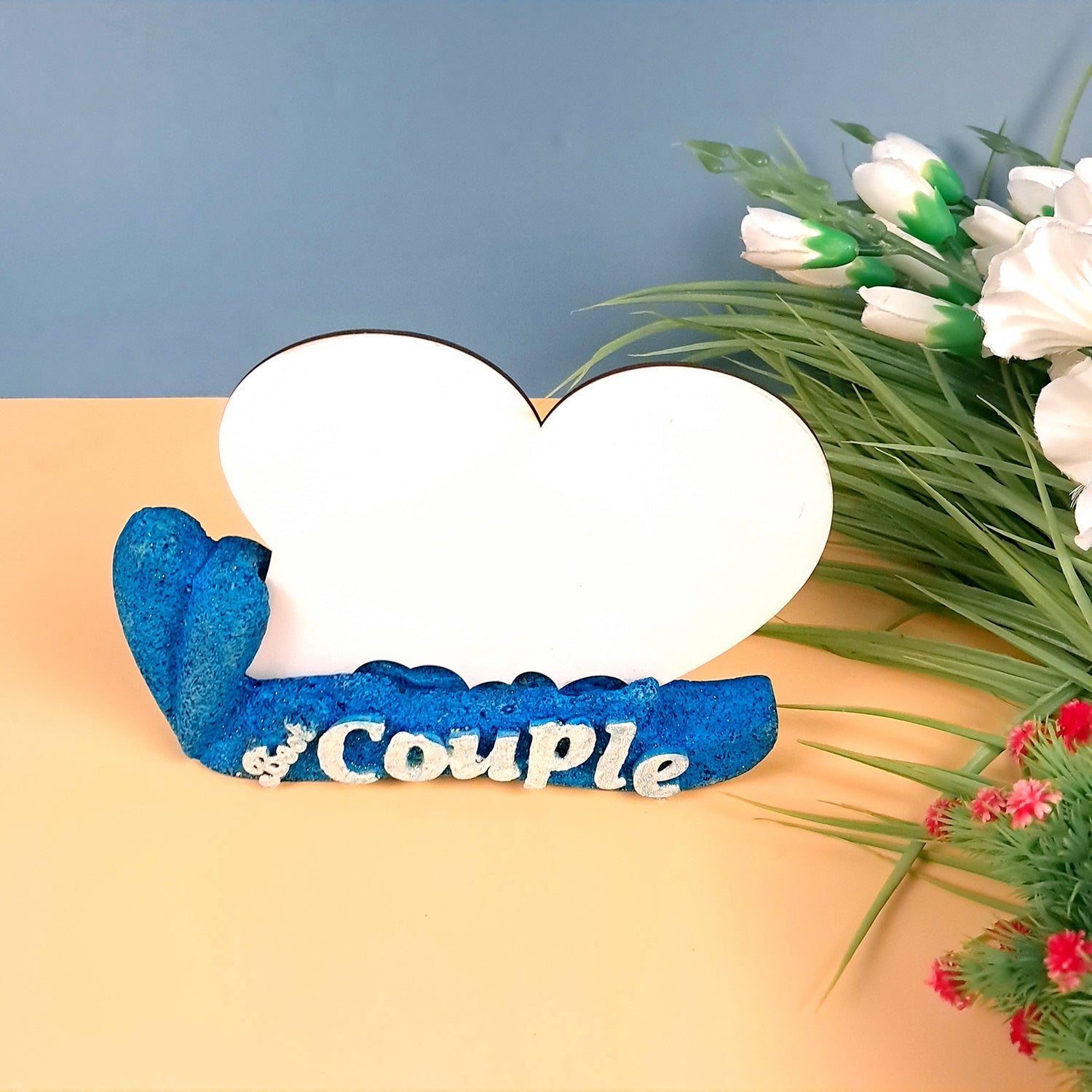 Photo or Collage Making - Couple Design | Sublimation Friendly - For Art & Craft, Anniversary, Wedding, Valentine's Day Gift, Table, Home & Decor - apkamart #Color_Blue