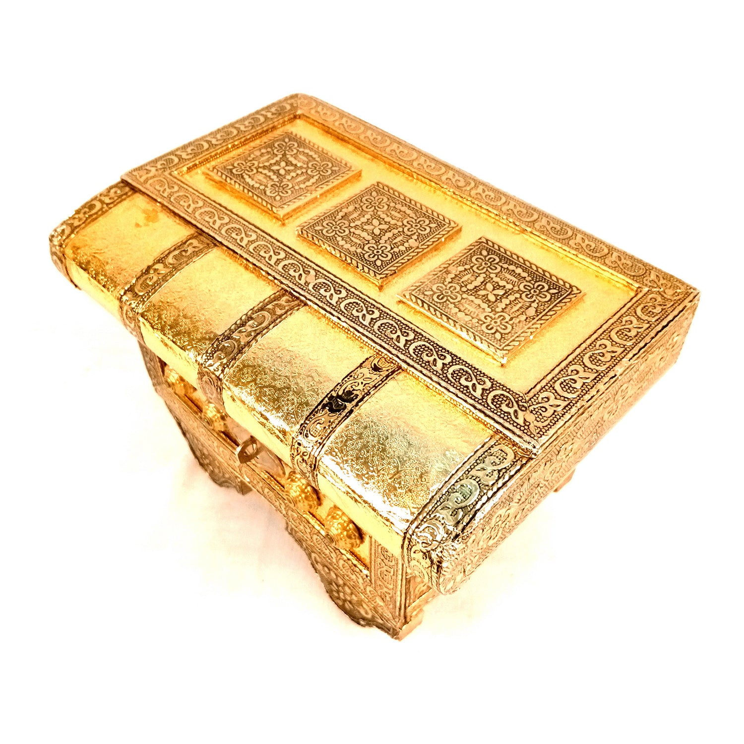 Jewellery Box | Decorative Wooden Antique Chest Design Jewelry Box - for Home, Dressing Table Decor, Storage & Gifts - 7 Inch - Apkamart