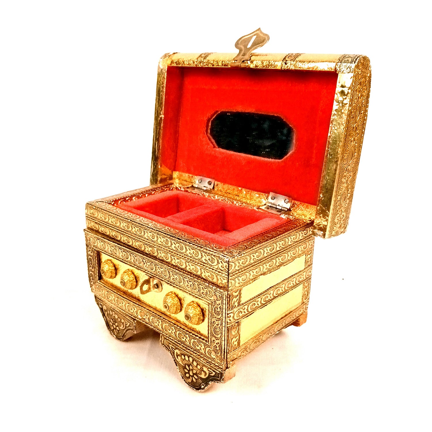 Jewellery Box | Decorative Wooden Antique Chest Design Jewelry Box - for Home, Dressing Table Decor, Storage & Gifts - 7 Inch - Apkamart