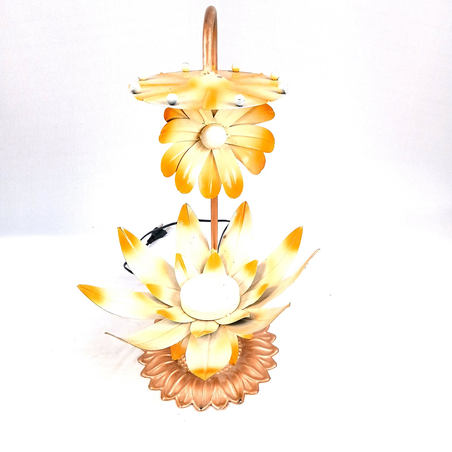 Lotus Lamp | Led Lamp Showpiece | Led Stand/Aasan for God - for Temple, Home, Living Room, Office Desk, Mandir Decor & Gifts - apkamart #color_Brown