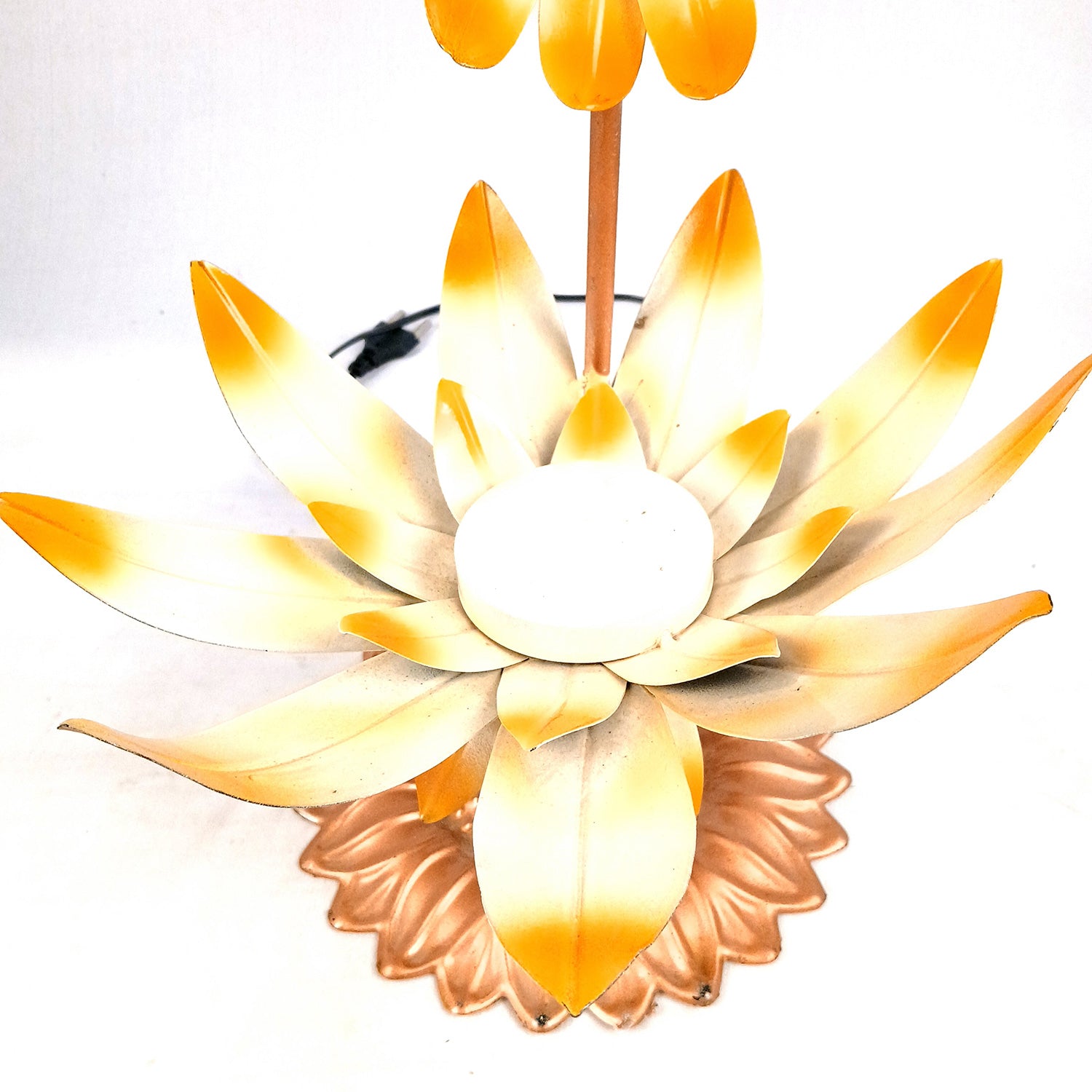 Lotus Lamp | Led Lamp Showpiece | Led Stand/Aasan for God - for Temple, Home, Living Room, Office Desk, Mandir Decor & Gifts - apkamart #color_Brown