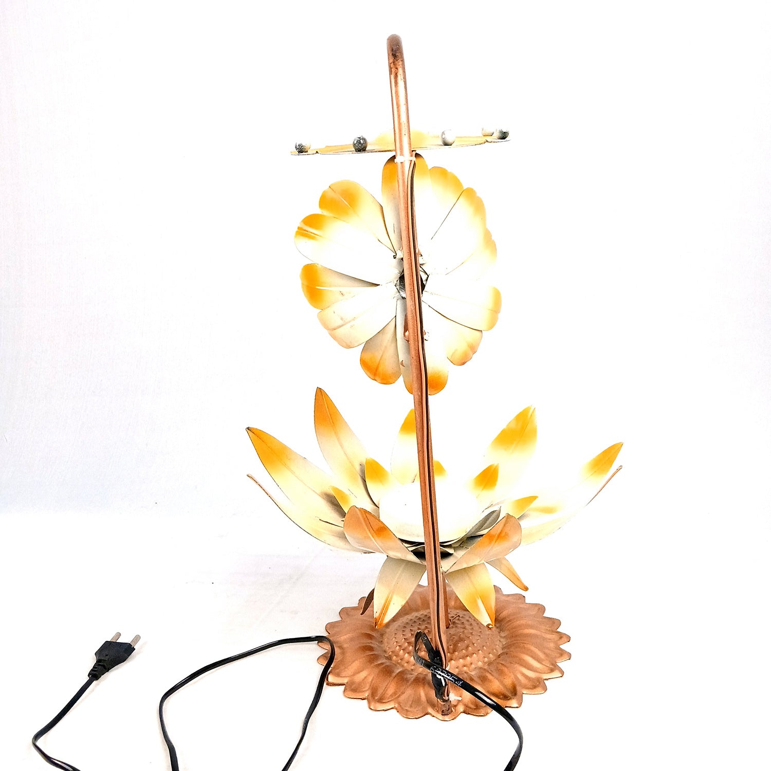 Lotus Lamp | Led Lamp Showpiece | Led Stand/Aasan for God - for Temple, Home, Living Room, Office Desk, Mandir Decor & Gifts - apkamart #color_Brown