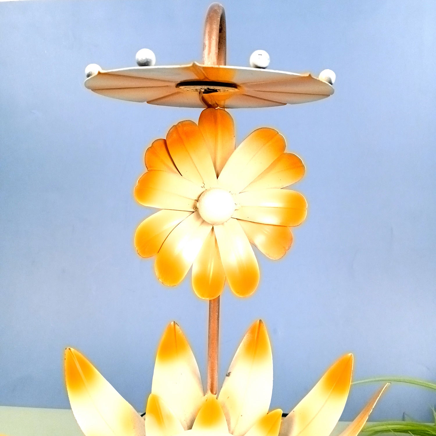 Lotus Lamp | Led Lamp Showpiece | Led Stand/Aasan for God - for Temple, Home, Living Room, Office Desk, Mandir Decor & Gifts - apkamart #color_Brown