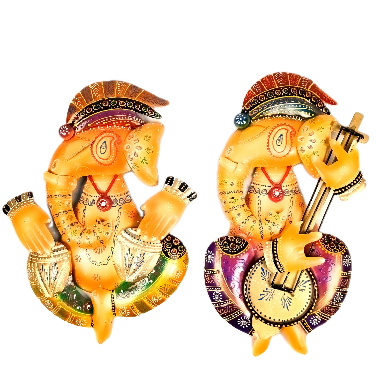 Ganesha Wall Hanging | Decorative Ganesh Wall Art Decor - For Home, Living Room, Bedroom, Hall, Entrance Decoration & Gift - 14 Inch (Pack of 2) - Apkamart #Style_Design 1