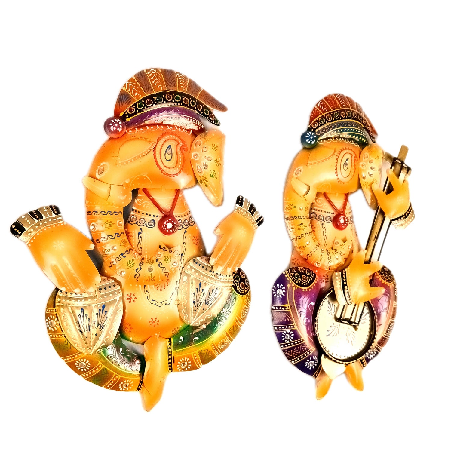 Ganesha Wall Hanging | Decorative Ganesh Wall Art Decor - For Home, Living Room, Bedroom, Hall, Entrance Decoration & Gift - 14 Inch (Pack of 2) - Apkamart #Style_Design 1