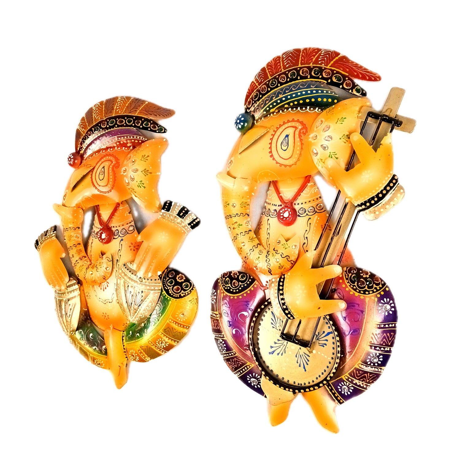 Ganesha Wall Hanging | Decorative Ganesh Wall Art Decor - For Home, Living Room, Bedroom, Hall, Entrance Decoration & Gift - 14 Inch (Pack of 2) - Apkamart #Style_Design 1