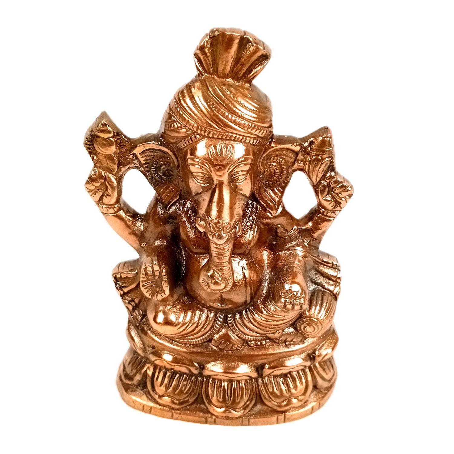 Handicraft Ganesh Statue for Temple/Home Decor/Office Decor -  (Metal - Alloy | Color - Copper Shade | Size - 9 Inch) - Apkamart