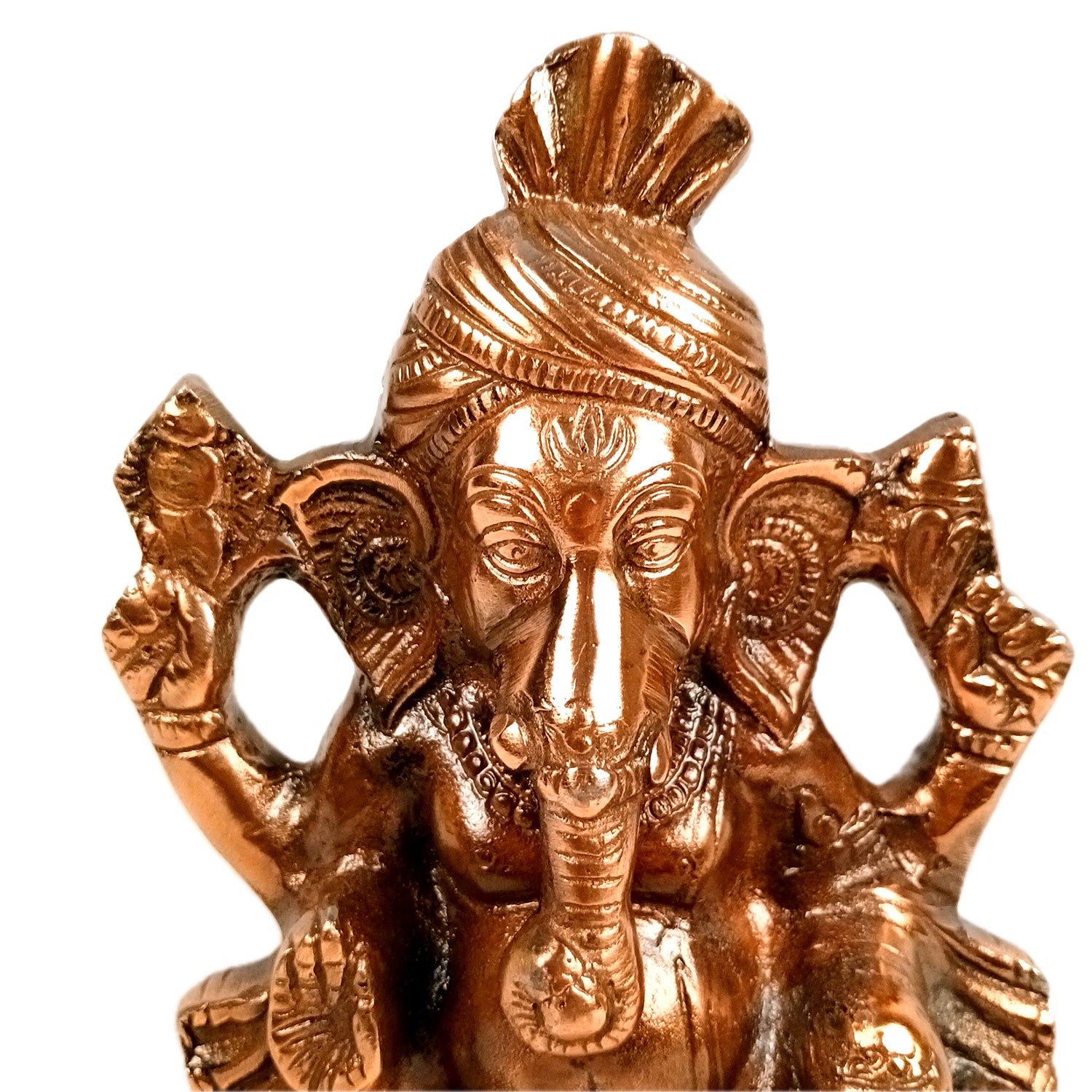 Handicraft Ganesh Statue for Temple/Home Decor/Office Decor -  (Metal - Alloy | Color - Copper Shade | Size - 9 Inch) - Apkamart