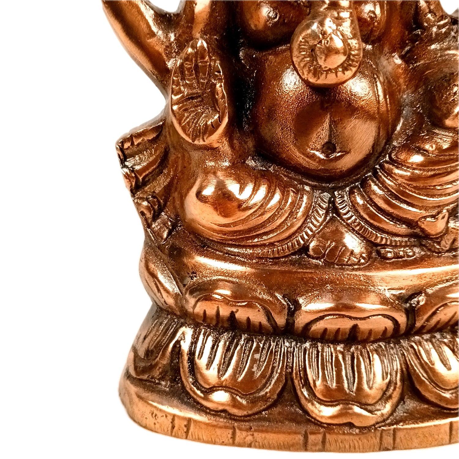 Handicraft Ganesh Statue for Temple/Home Decor/Office Decor -  (Metal - Alloy | Color - Copper Shade | Size - 9 Inch) - Apkamart