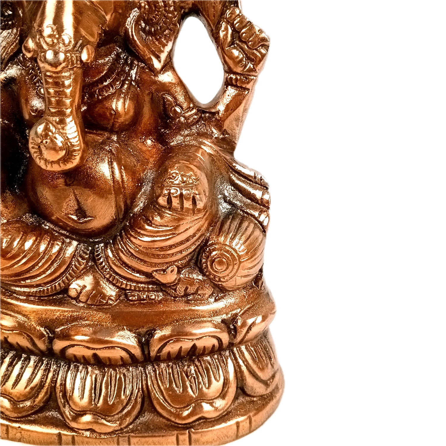 Handicraft Ganesh Statue for Temple/Home Decor/Office Decor -  (Metal - Alloy | Color - Copper Shade | Size - 9 Inch) - Apkamart