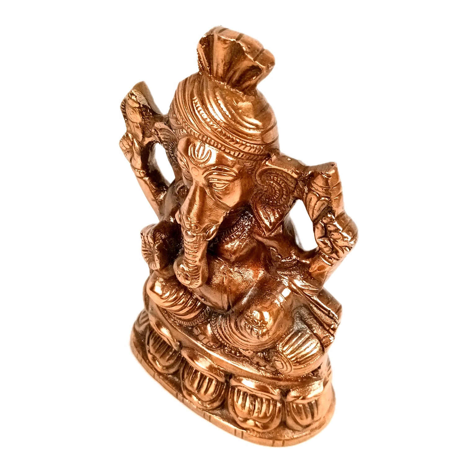 Handicraft Ganesh Statue for Temple/Home Decor/Office Decor -  (Metal - Alloy | Color - Copper Shade | Size - 9 Inch) - Apkamart