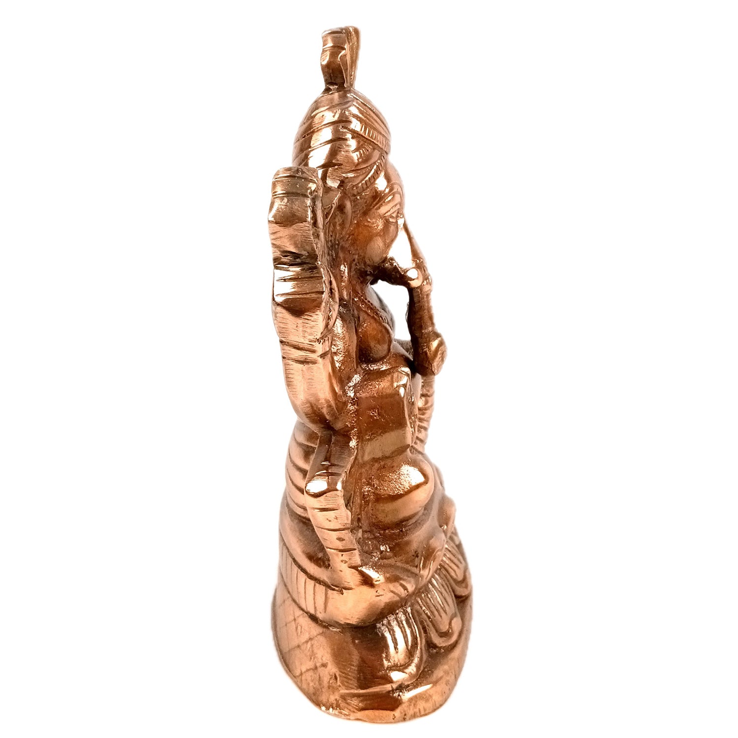 Handicraft Ganesh Statue for Temple/Home Decor/Office Decor -  (Metal - Alloy | Color - Copper Shade | Size - 9 Inch) - Apkamart