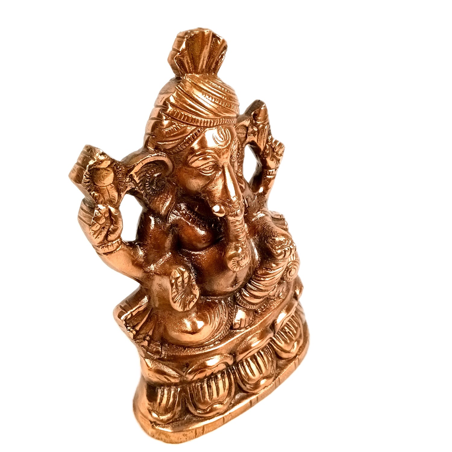 Handicraft Ganesh Statue for Temple/Home Decor/Office Decor -  (Metal - Alloy | Color - Copper Shade | Size - 9 Inch) - Apkamart