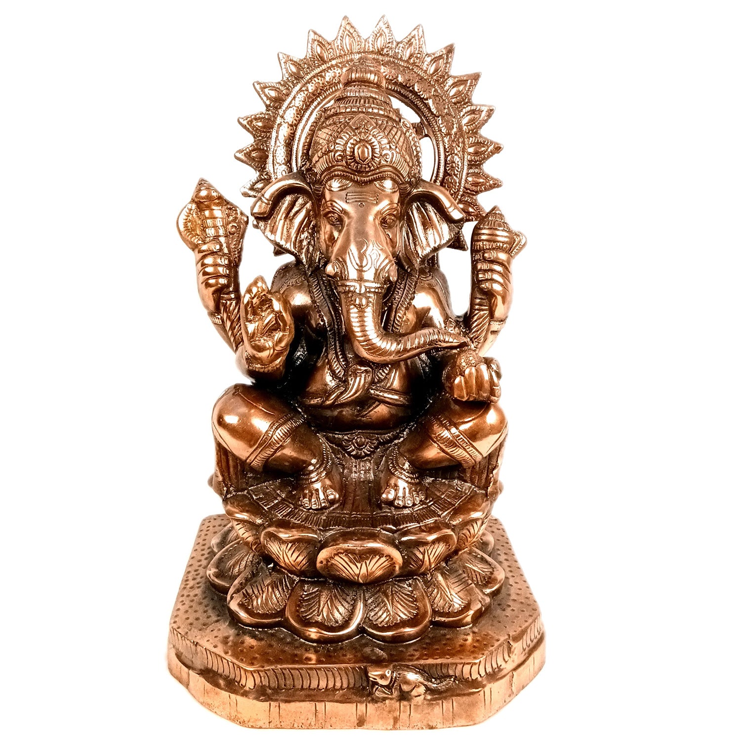 Ganesh Statue for Religious Showpiece for Decor and Gifts (Metal - Alloy | Color - Copper Shade | Size - 21 Inch) - Apkamart