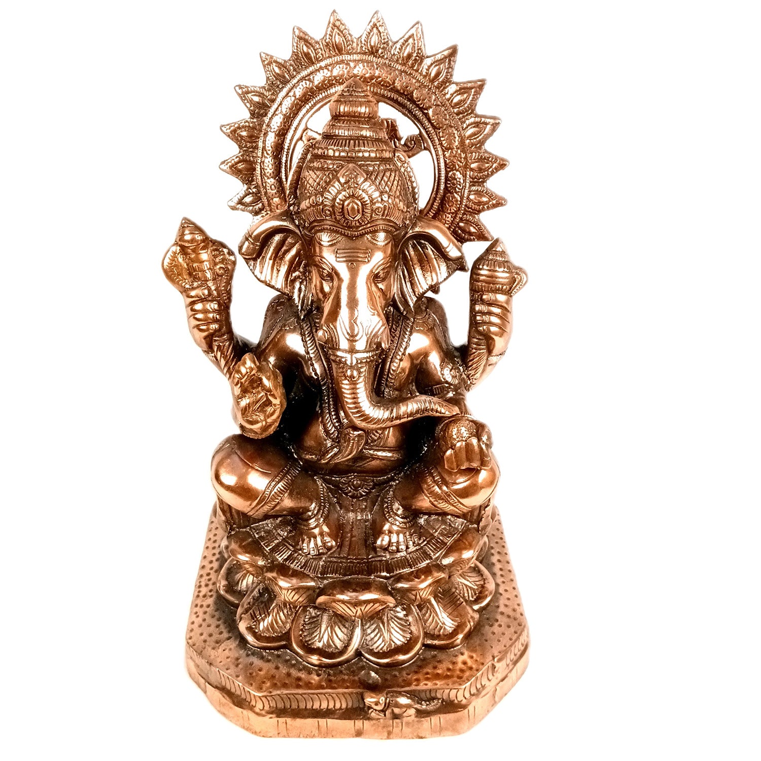 Ganesh Statue for Religious Showpiece for Decor and Gifts (Metal - Alloy | Color - Copper Shade | Size - 21 Inch) - Apkamart