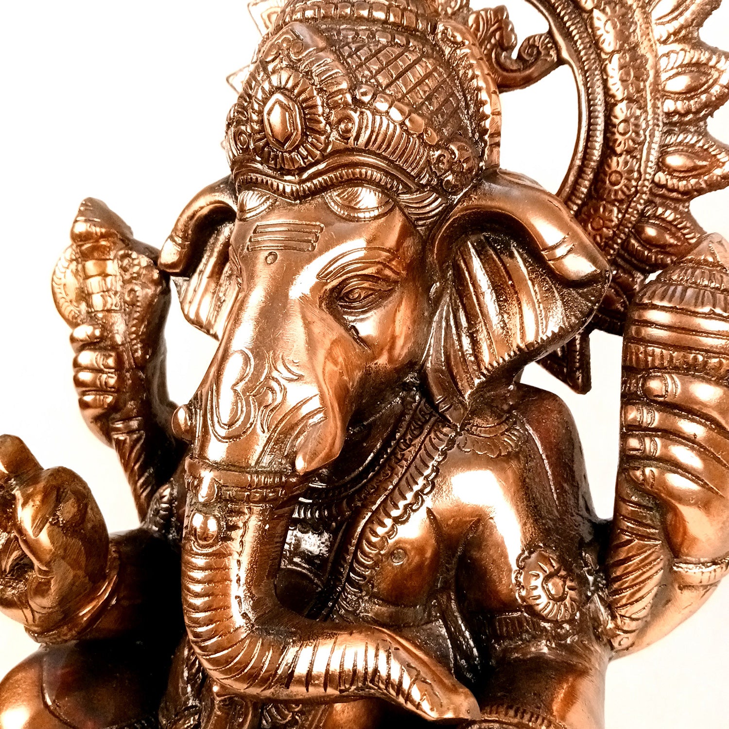 Ganesh Statue for Religious Showpiece for Decor and Gifts (Metal - Alloy | Color - Copper Shade | Size - 21 Inch) - Apkamart