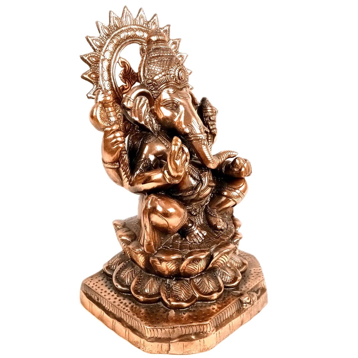 Ganesh Statue for Religious Showpiece for Decor and Gifts (Metal - Alloy | Color - Copper Shade | Size - 21 Inch) - Apkamart