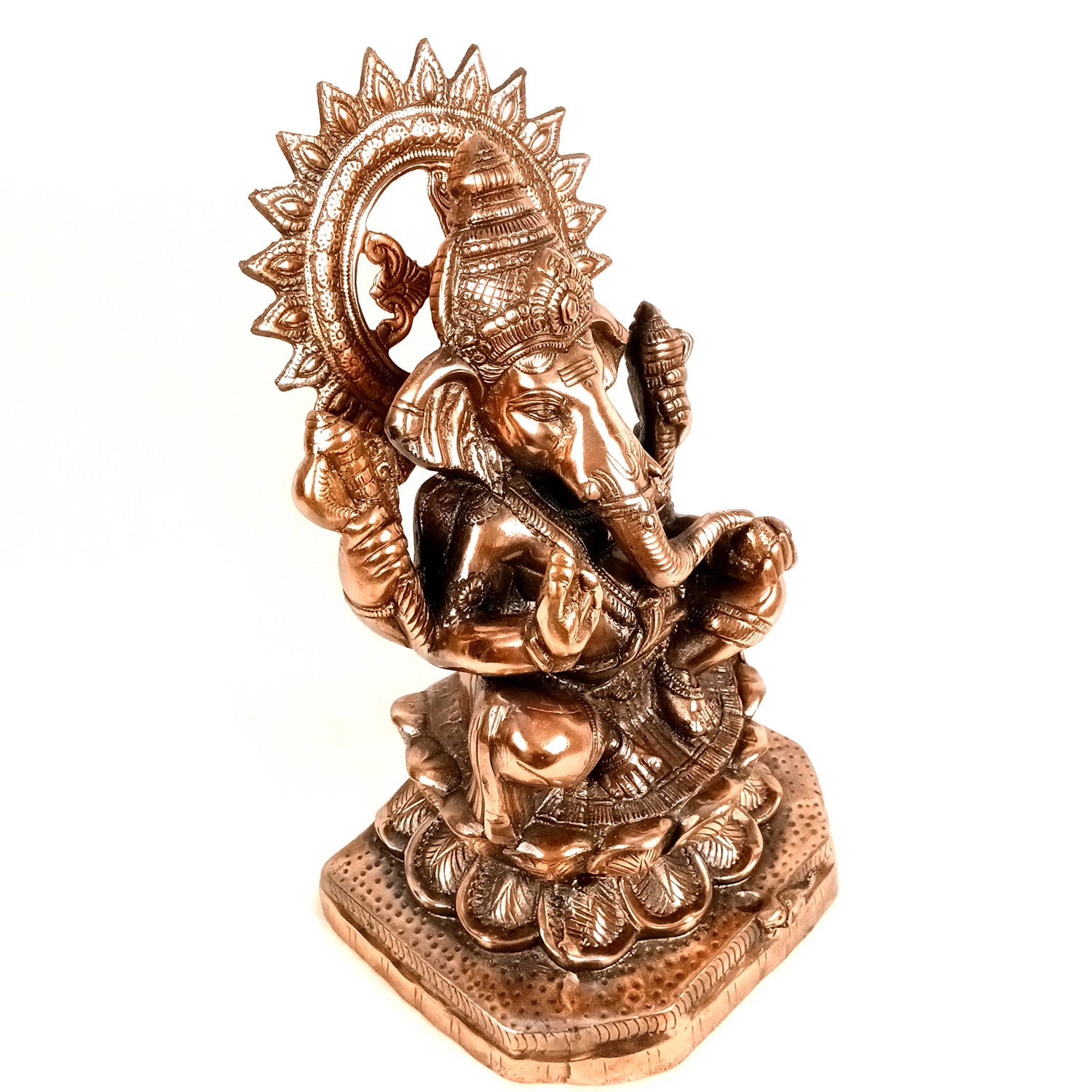 Ganesh Statue for Religious Showpiece for Decor and Gifts (Metal - Alloy | Color - Copper Shade | Size - 21 Inch) - Apkamart