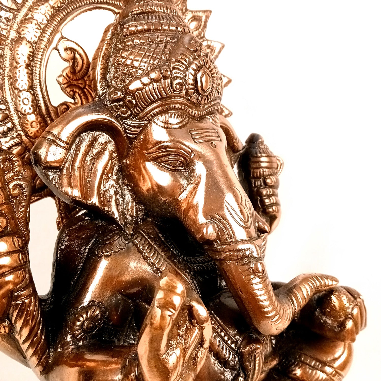 Ganesh Statue for Religious Showpiece for Decor and Gifts (Metal - Alloy | Color - Copper Shade | Size - 21 Inch) - Apkamart