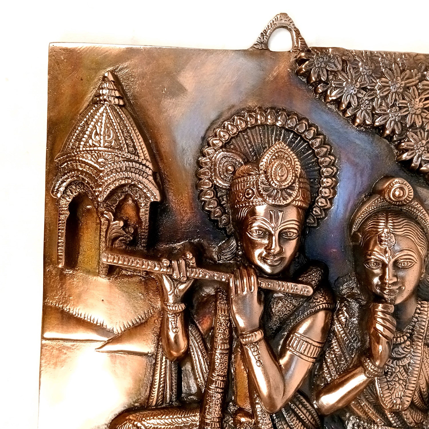 Radha Krishna Wall Hanging Idol | Krishna Playing Flute / Bansuri Wall Statue Murti | Wedding Gift for Couples - for Home, Living Room, Office, Puja , Entrance Decoration & Gift - 21 Inch - Apkamart