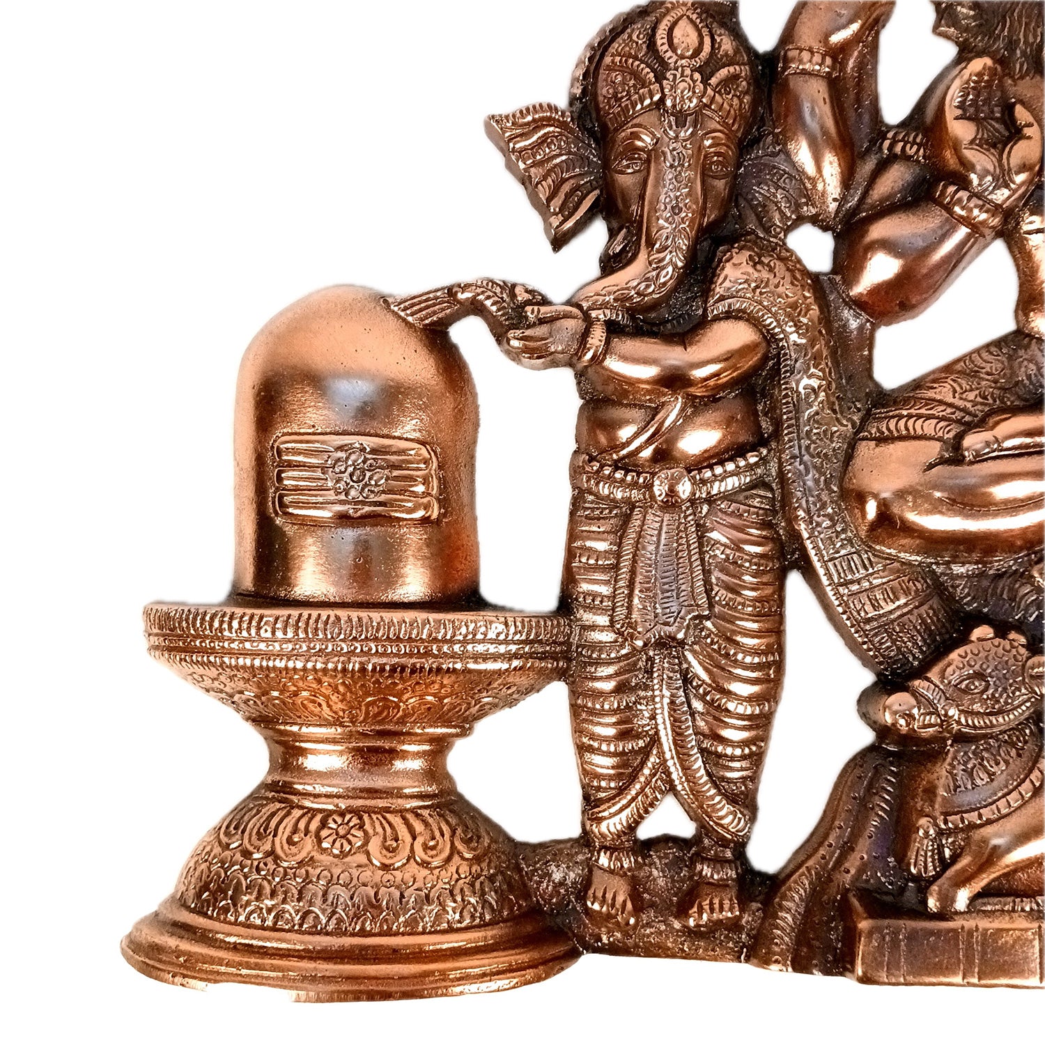 Shiv & Ganesh Wall Hanging - Shiva With Ganesha, Shiv Ling, Nandi & Trishul Wall Hanging - for Home, Puja Room Decor, Living Room & Gift - 20 Inch (Metal - Alloy, Color - Copper Shade) - Apkamart