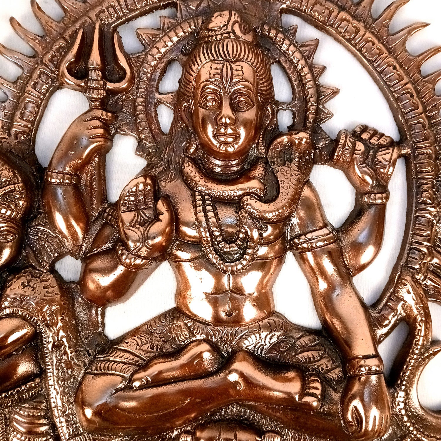 Shiv & Ganesh Wall Hanging - Shiva With Ganesha, Shiv Ling, Nandi & Trishul Wall Hanging - for Home, Puja Room Decor, Living Room & Gift - 20 Inch (Metal - Alloy, Color - Copper Shade) - Apkamart