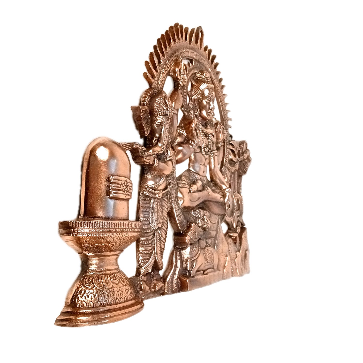 Shiv & Ganesh Wall Hanging - Shiva With Ganesha, Shiv Ling, Nandi & Trishul Wall Hanging - for Home, Puja Room Decor, Living Room & Gift - 20 Inch (Metal - Alloy, Color - Copper Shade) - Apkamart