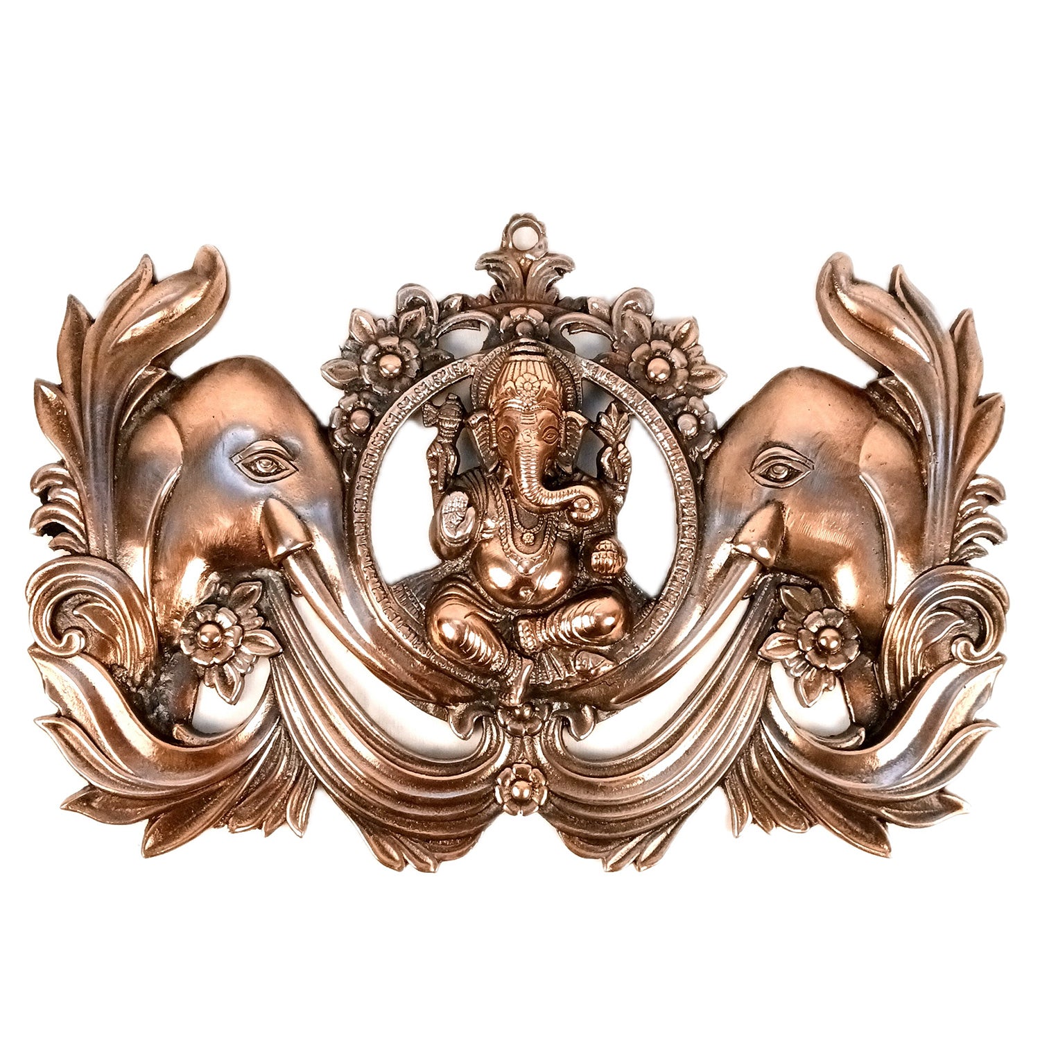 Ganesh Wall Hanging Idol | Lord Ganesha With Elephants Big Wall Statue Decor |Large Spiritual Wall Art - For Puja, Home & Entrance Living Room & Gift - 19 Inch - Apkamart