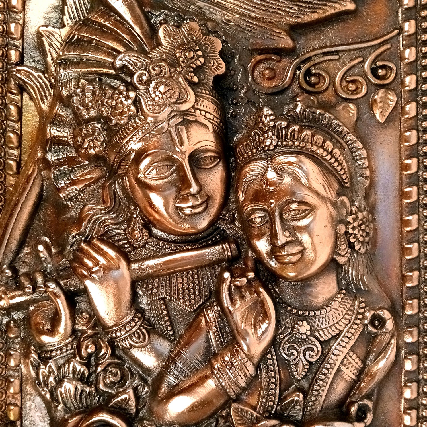 Radha Krishna Wall Hanging Idol | Krishna Playing Flute / Bansuri Wall Decor | Wedding Gift for Couples - for Home, Living Room, Office, Puja, Entrance Decoration & Gift - 21 Inch - Apkamart