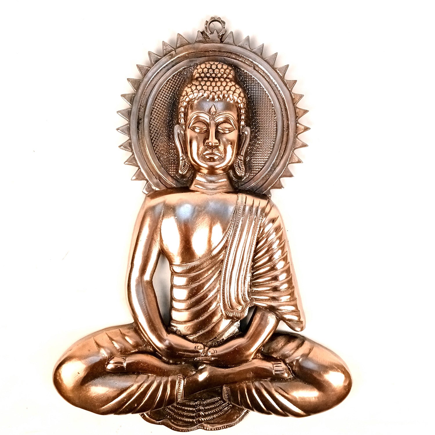 Lord Buddha Wall Hanging - Meditating Design | Bhagwan Buddha Wall Decor - For Home, Gifts & Office Decor | Spiritual Decor - 19 Inch (Colour- Copper Shade, Metal - Alloy) - Apkamart