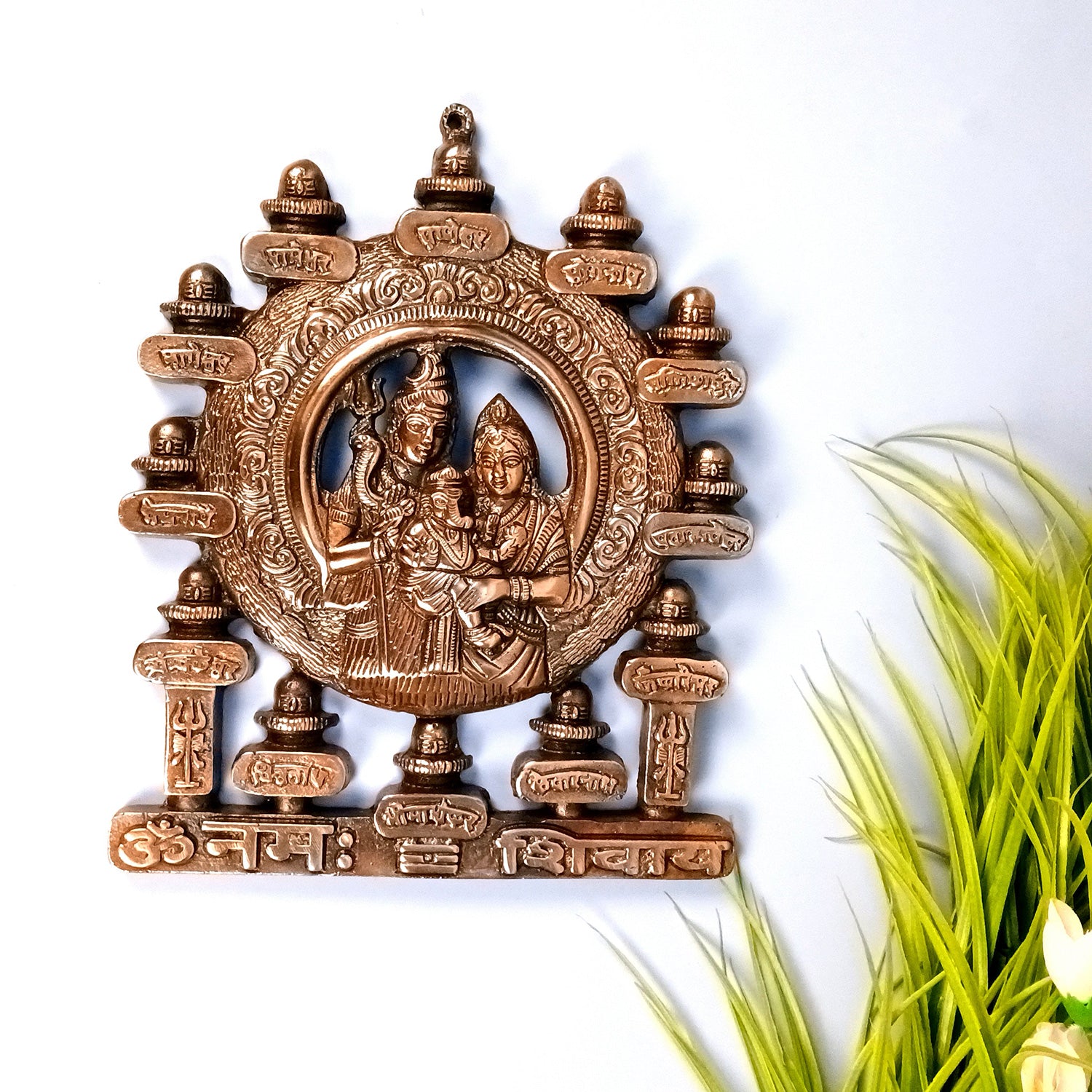 12 Jyotirling With Shiv Parti Ganesh Wall Hanging | Jyotirlinga Darshan Wall Idol Statue - for Home, Temple, Office Décor & Gift - 13 Inch - Apkamart