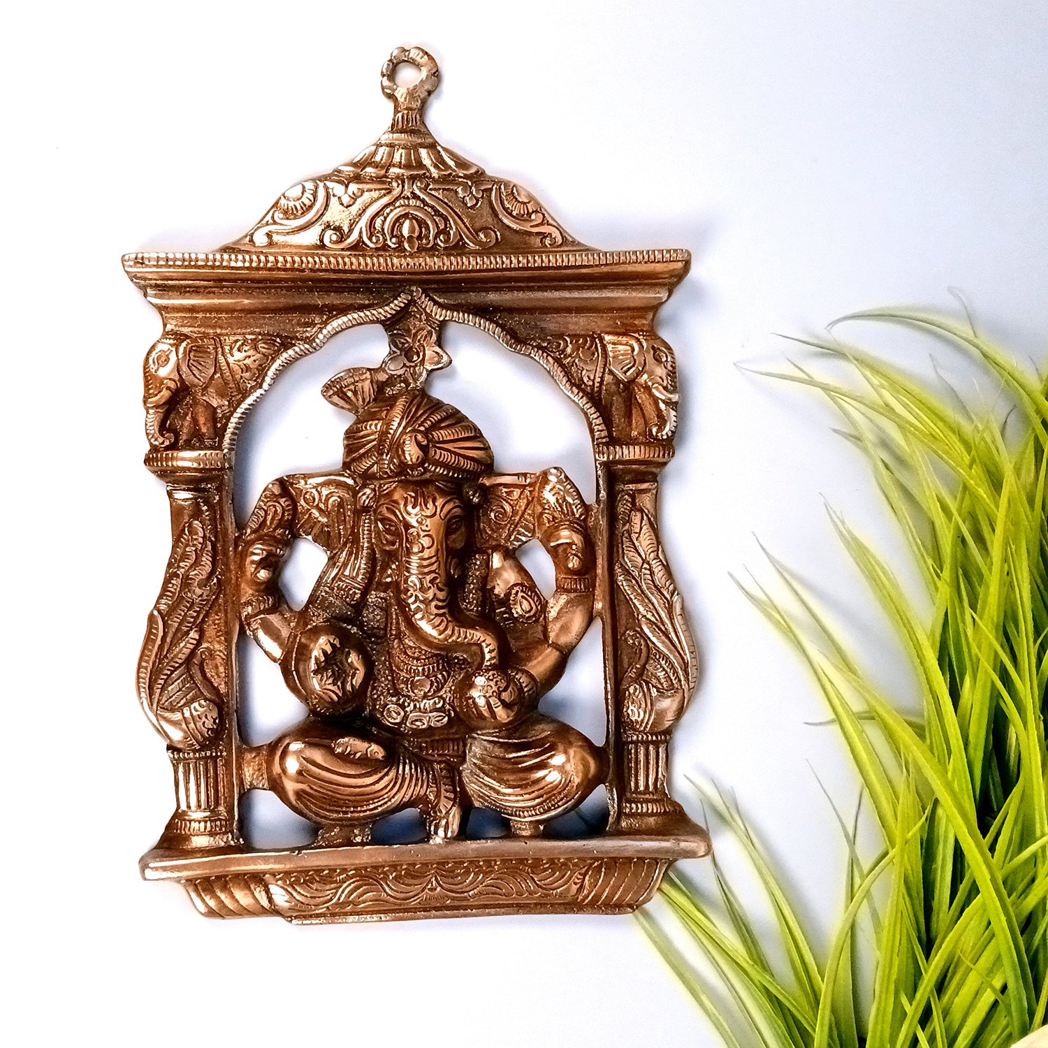 Ganesh Wall Hanging Idol | Lord Ganesha With Jharokha Wall Statue Decor | Religious & Spiritual Wall Art - For Puja, Home & Entrance  Living Room & Gift - 15 Inch - Apkamart