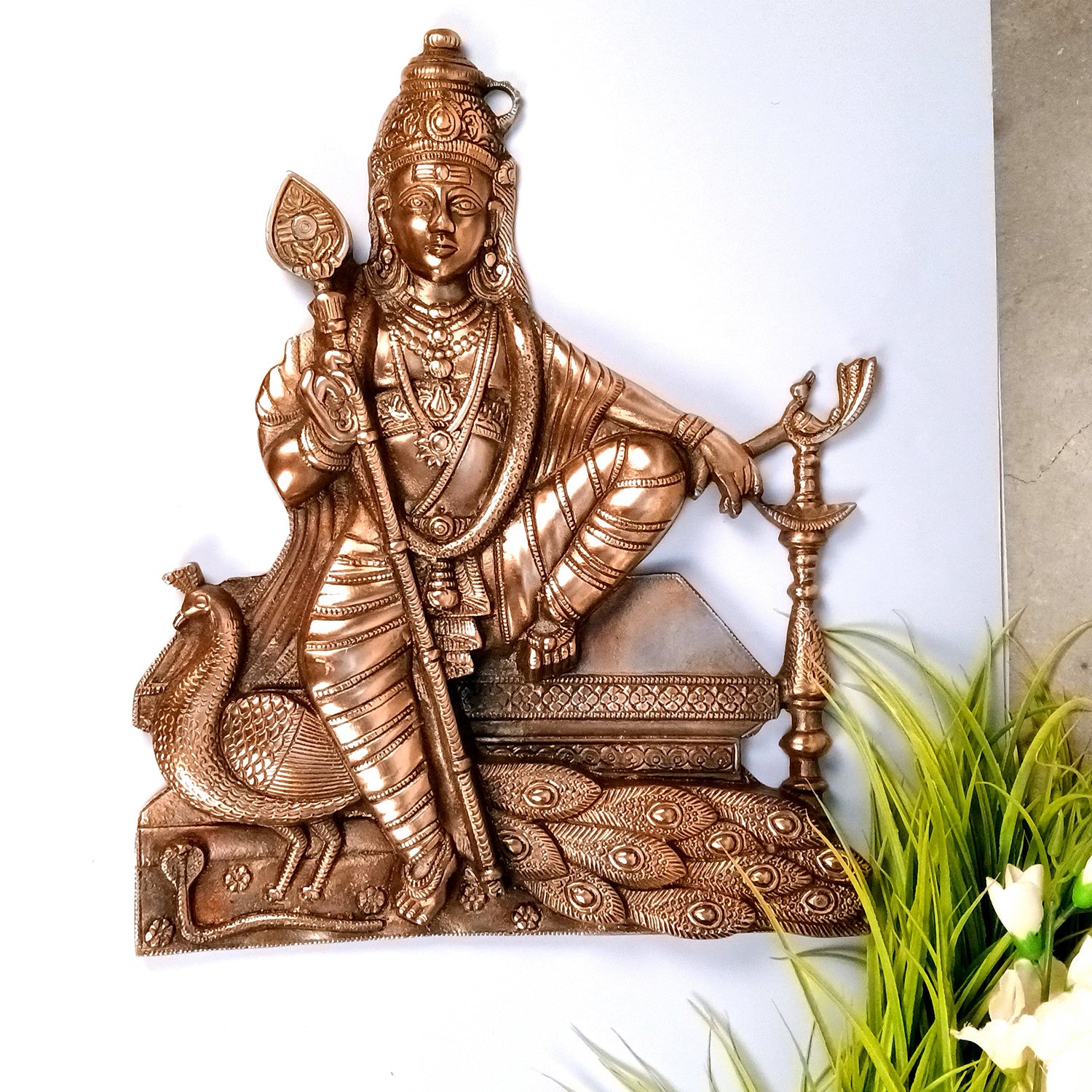 Lord Kartikeya Wall Hanging | Swami Bala Murugan Wall Decor | Kumar Subramanya Swamy Wall Idol - For Puja, Home, Living Room Decor & Gift - 19 Inch - Apkamart