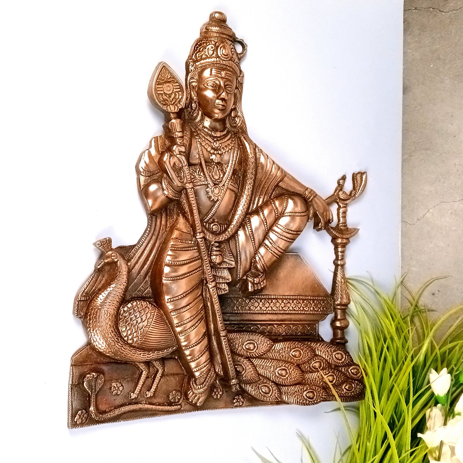 Lord Kartikeya Wall Hanging | Swami Bala Murugan Wall Decor | Kumar Subramanya Swamy Wall Idol - For Puja, Home, Living Room Decor & Gift - 19 Inch - Apkamart