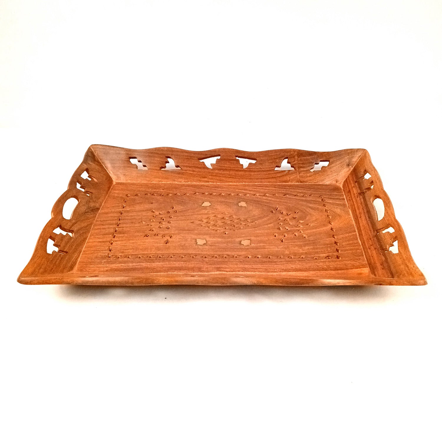 Wooden Tray | Serving Trays For Tea, Coffee & Snacks | Multipurpose Decorative Tray & Platters - For Home, Dining Table Organization, Kitchen & Gifts - 15 Inch (Pack of 2) - Apkamart