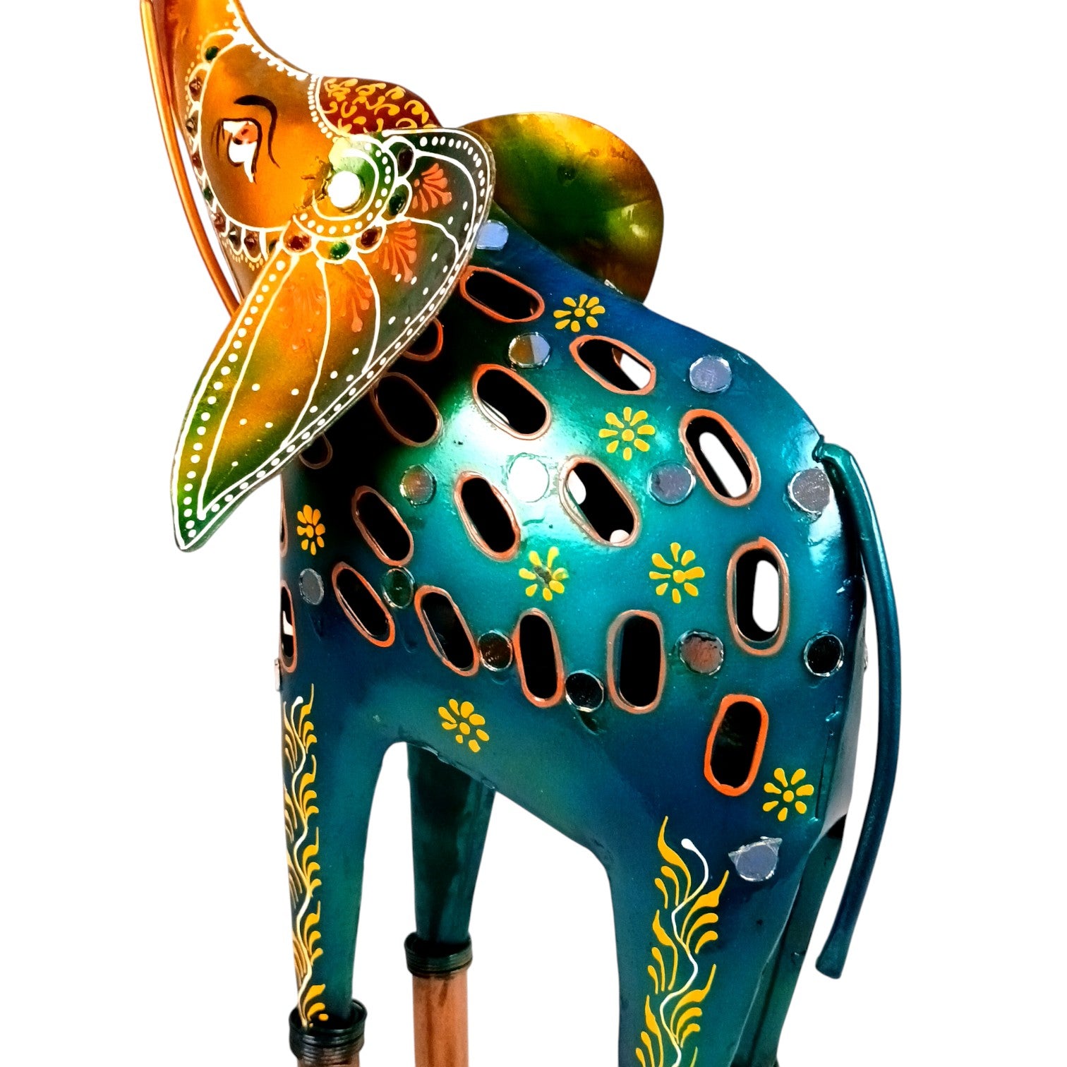 Elephant Showpiece & Candle Holder| Decorative Iron Elephant Figurine for Home, Living Room & Office | Handcrafted Elephant Statue for Table, Shelf & Gifting - 24 Inch - Apkamart