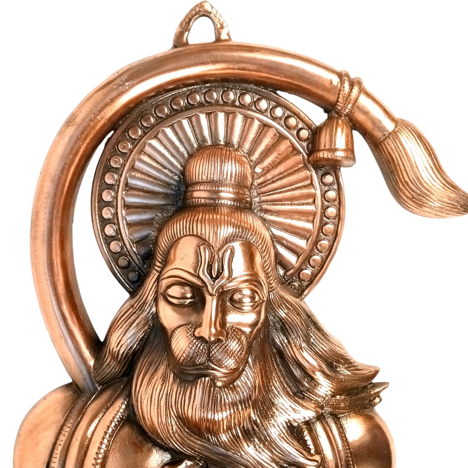Hanuman Ji Wall Hanging | Big Religious Wall Art for Home, Temple & Living Room Decor | Handcrafted Antique Finish Metal Wall Hanging for Positivity & Strength - 31 Inch - Apkamart