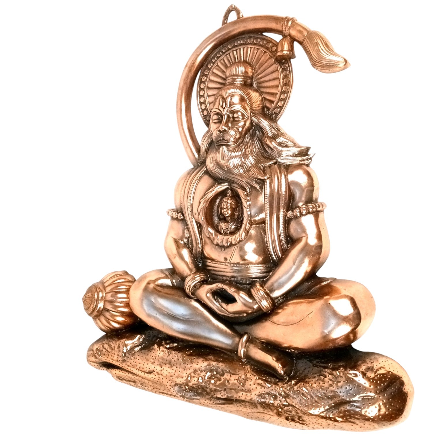 Hanuman Ji Wall Hanging | Big Religious Wall Art for Home, Temple & Living Room Decor | Handcrafted Antique Finish Metal Wall Hanging for Positivity & Strength - 31 Inch - Apkamart