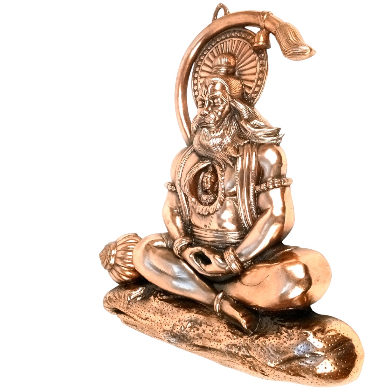 Hanuman Ji Wall Hanging | Big Religious Wall Art for Home, Temple & Living Room Decor | Handcrafted Antique Finish Metal Wall Hanging for Positivity & Strength - 31 Inch - Apkamart