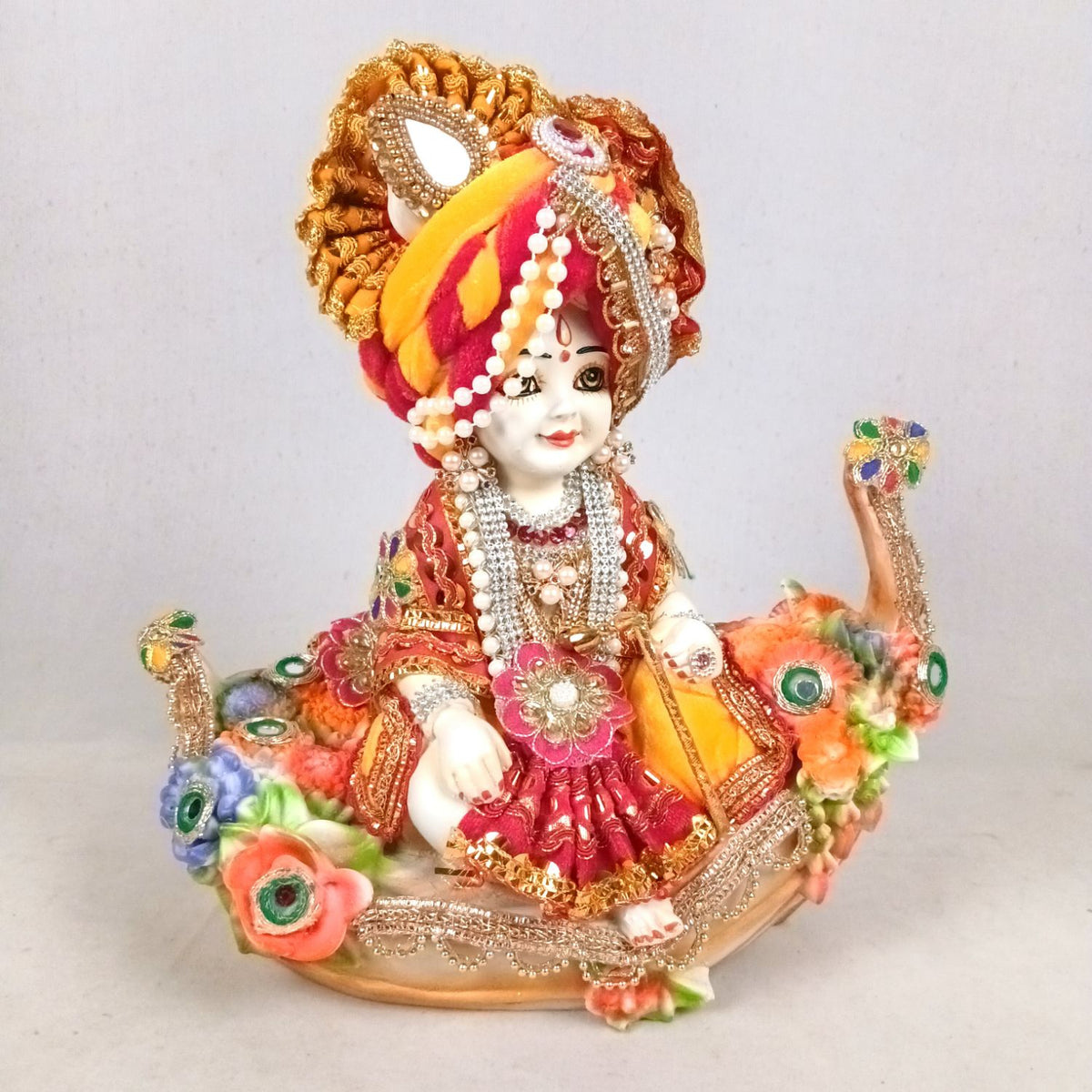 Laddu Gopal Baby Krishna in Boat Statue – 8 Inch