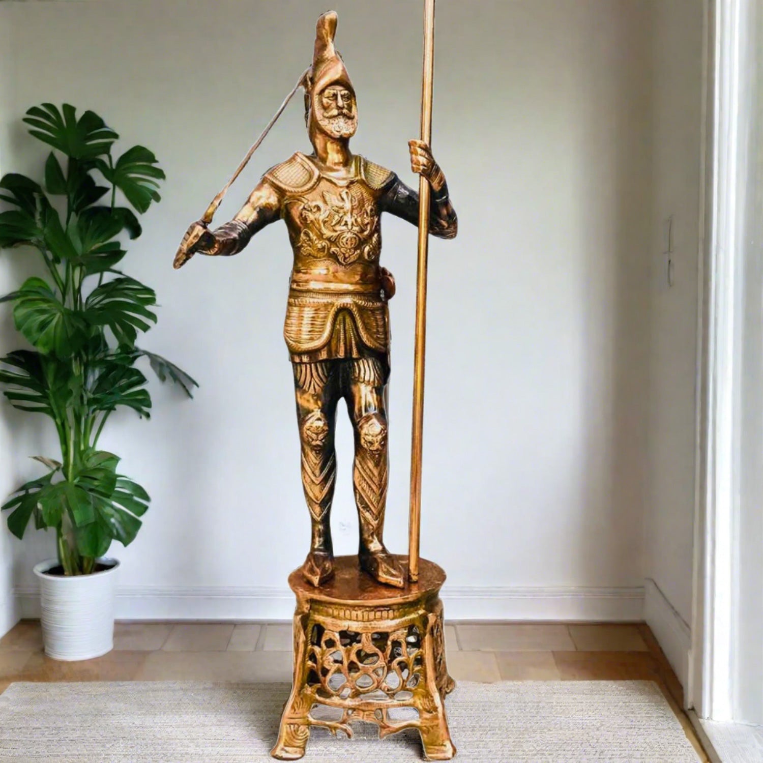 Soldier Figurine | Warrior Statue | Antique Showpieces - For Home, Corner, Living Room, Office, Restaurants Decor - 35 Inch Media 2 of 15