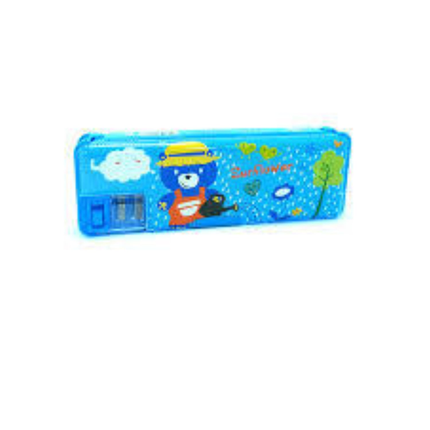 Magnetic Lock Pencil Box for Kids | Double Side Stationery Case with Sharpener, Scale & Eraser | School Supply Organizer for Boys & Girls  - Apkamart