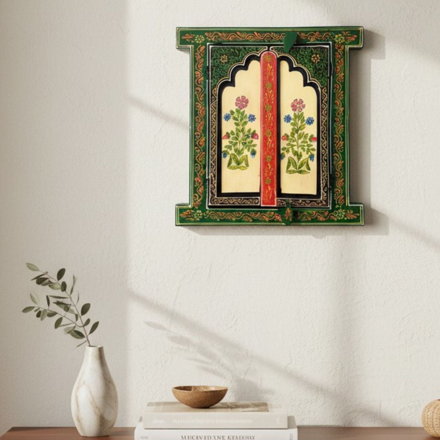 Wooden Jharokha Window Wall Hanging | Rajasthani Decor - 18 Inch
